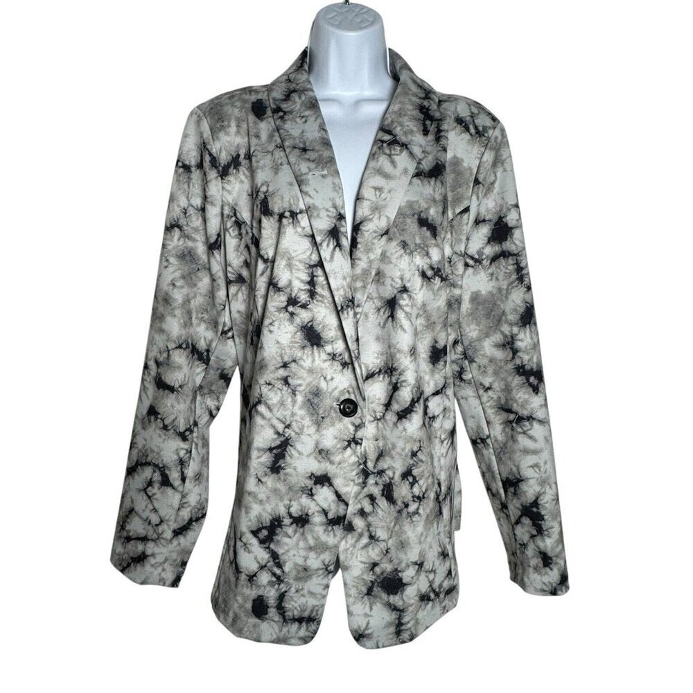 LOGO LORI GOLDSTEIN Gray Blazer Julia Tie Dye Jacket Ponte Knit Gray Size XL - Picture 2 of 9